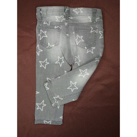 12M Toddler Girls Gray Star Stretch Denim Skinny Jeans Adj Waist Cat & Jack NWT - Picture 4 of 5